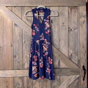 Floral Sleeveless V Neck Dress
